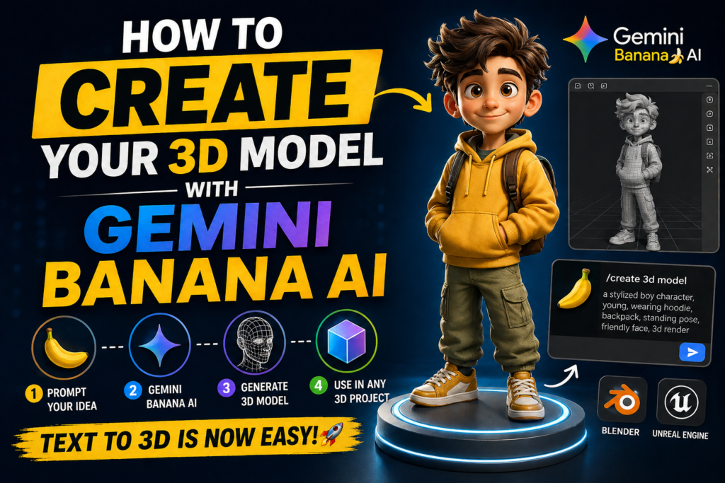 how to create your 3d model with gemini banana ai